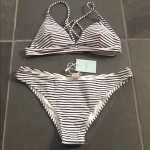 NWT Cupshe Navy/White stripe Bikini
